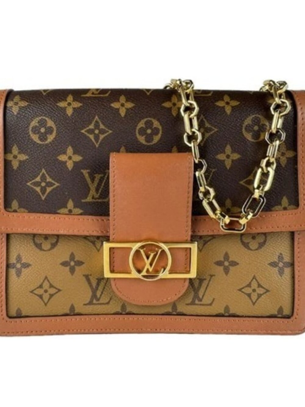 Auth LOUIS VUITTON Monogram Reverse Dauphine MM Shoulder Bag Brown M45958 z9760